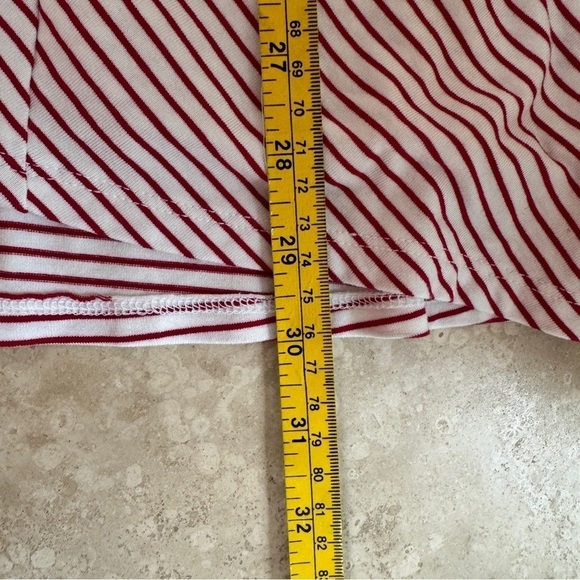 Chicos Red Asymmetrical Stripe 3/4 Sleeve Pockets Tunic Womens Size 12 Top - Picture 12 of 15